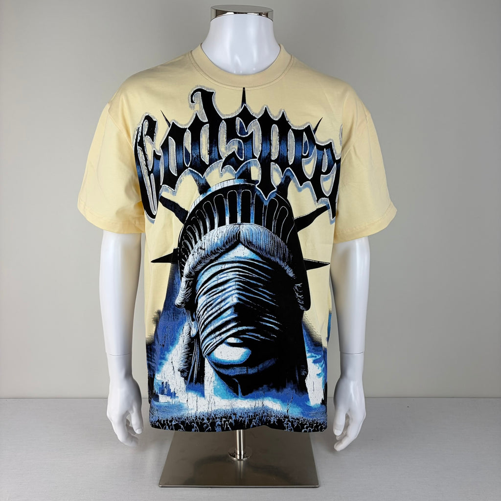 GODSPEED Blindfolded/Masked Lady Liberty Graphic T-shirt