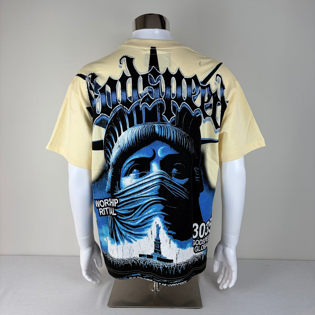 GODSPEED Blindfolded/Masked Lady Liberty Graphic T-shirt