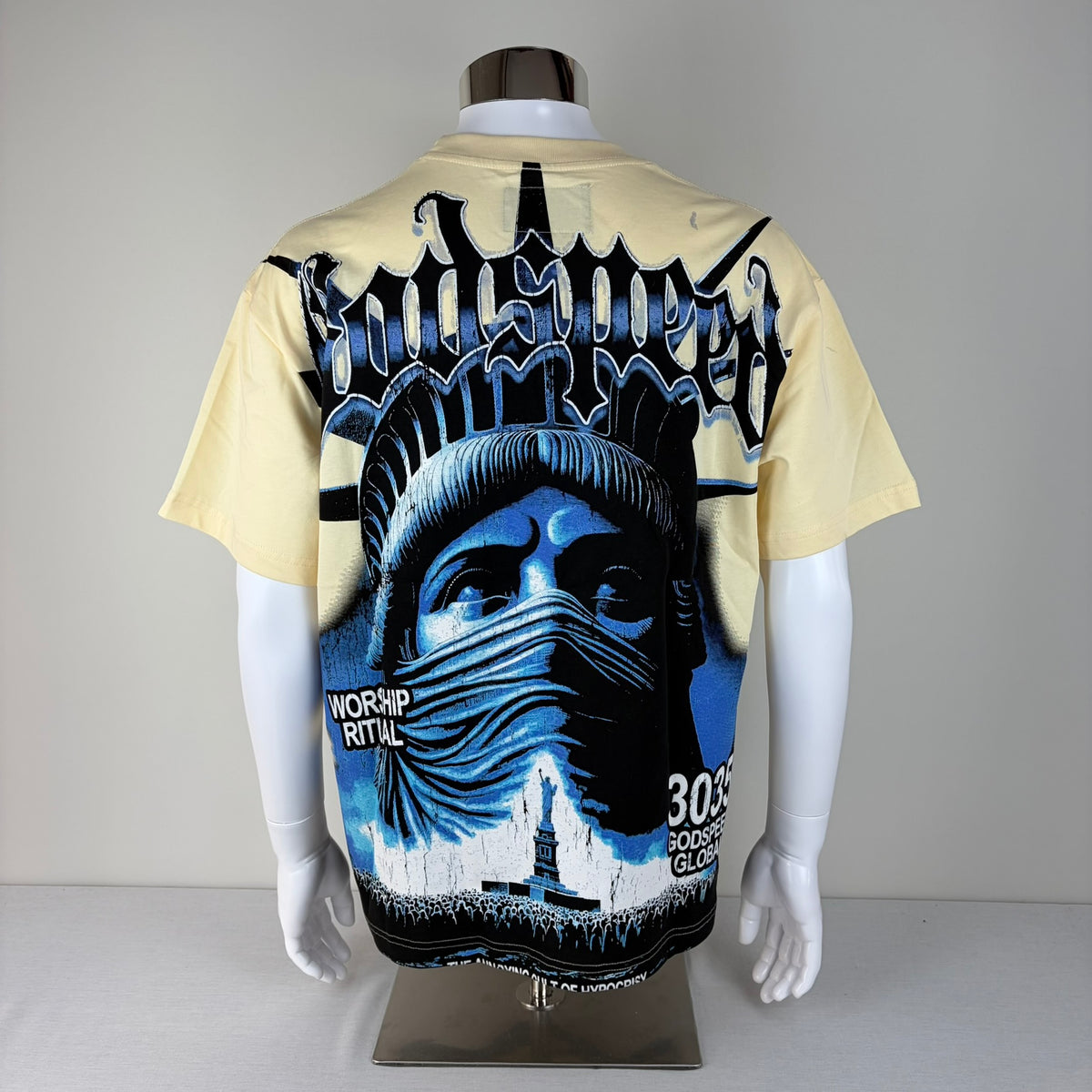 GODSPEED Blindfolded/Masked Lady Liberty Graphic T-shirt
