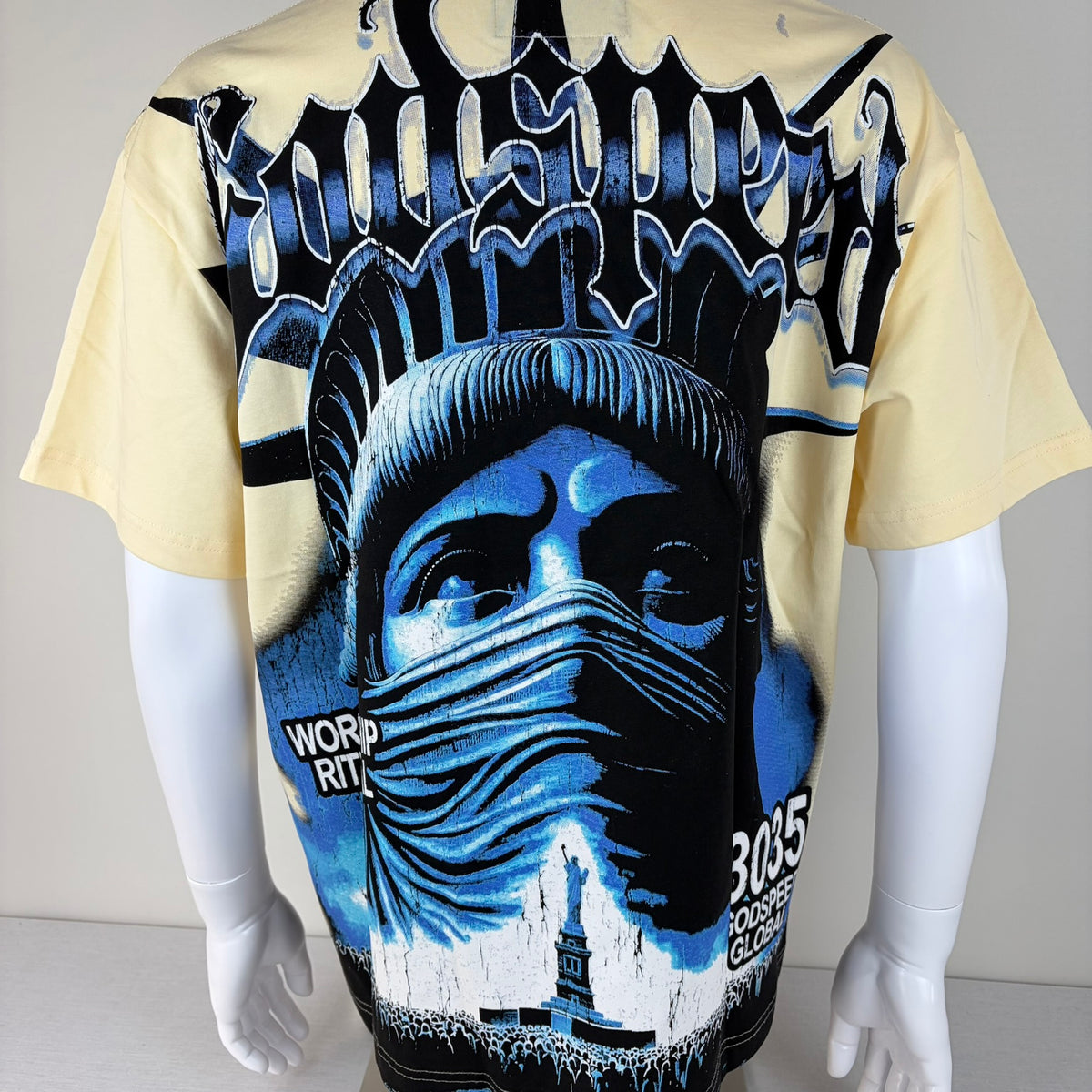 GODSPEED Blindfolded/Masked Lady Liberty Graphic T-shirt