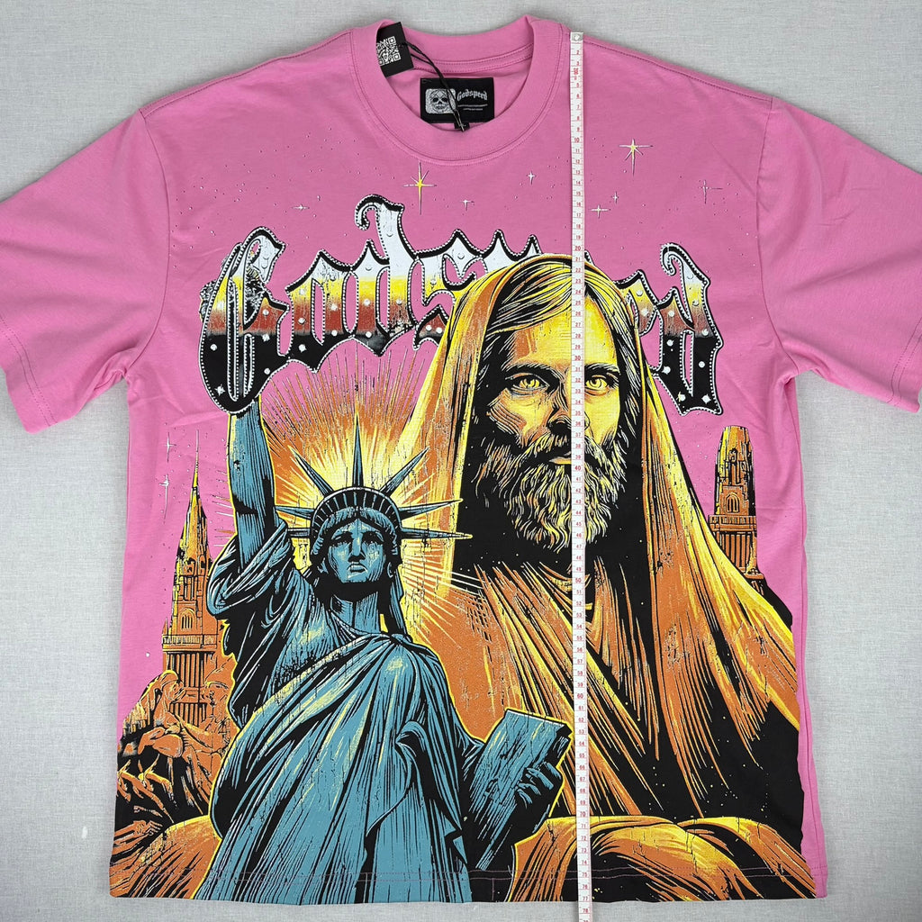 GODSPEED Christ/Lady Liberty Graphic T-shirt