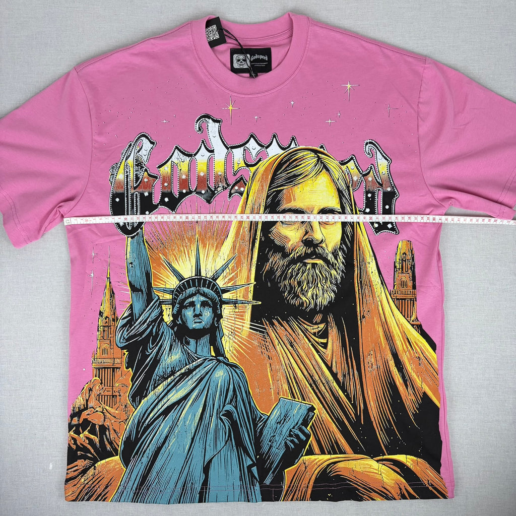 GODSPEED Christ/Lady Liberty Graphic T-shirt
