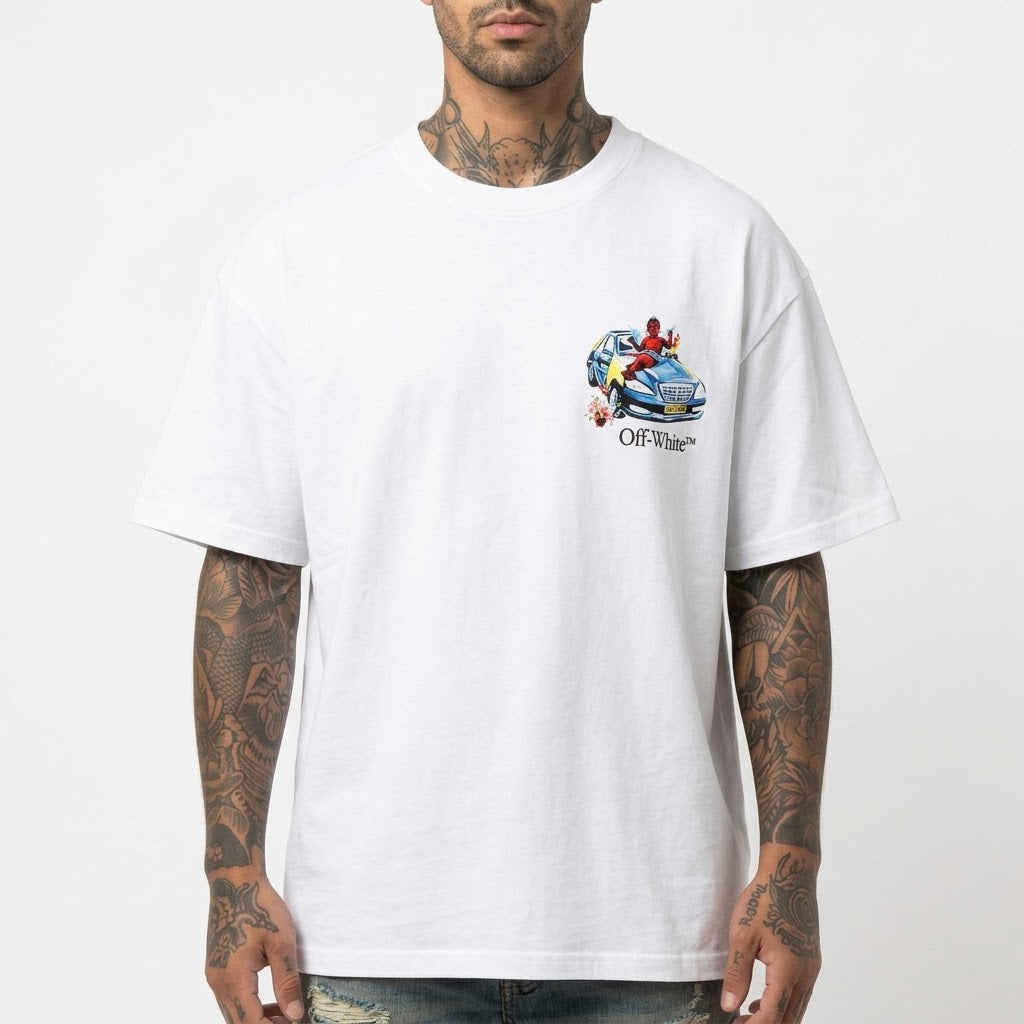 OFF-WHITE Benz Cupid White Graphic T-shirt
