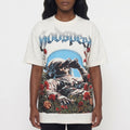 GODSPEED Bedazzled/Rhinestone Embellished Skull Astronaut Graphic T-shirt