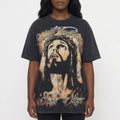 SAINT GLOBAL Distressed Rhinestone “Jesus is King” Graphic T-shirt